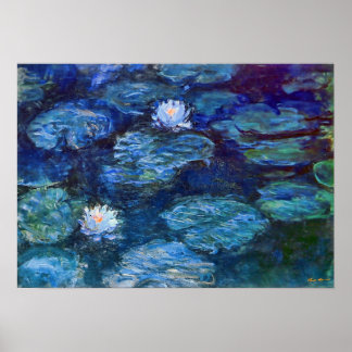 Wasserlilie Teich in Blau von Claude Monet Kunstvo Poster