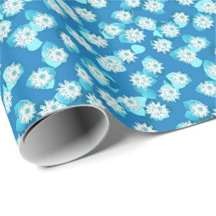 Wasserlilie, türkis, blau und weiß geschenkpapier