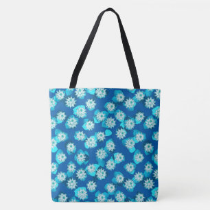 Wasserlilie, türkis, blau und weiß tasche