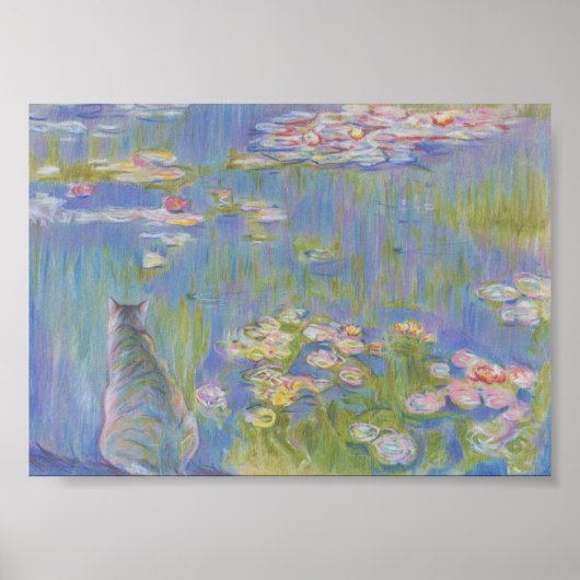 Wasserlilie und Katze Oscar-Claude Monet Poster (Vorne)