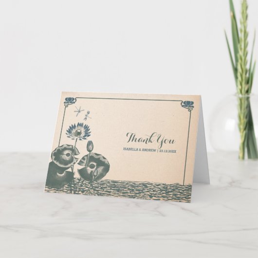 Wasserlilie und Libelle Dankeskarte (Vorderseite)