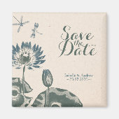 Wasserlilie und Libelle Save the Date Magnet (Vorne)