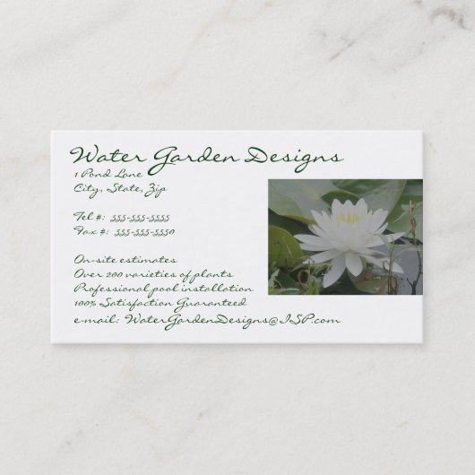 Wasserlilie-Visitenkarte Visitenkarte (Vorderseite)