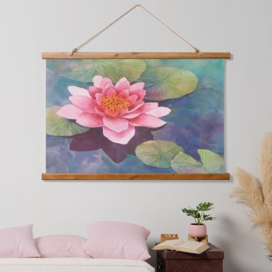 Wasserlilie Wandteppich Mit Holzrahmen (Schlafzimmer)