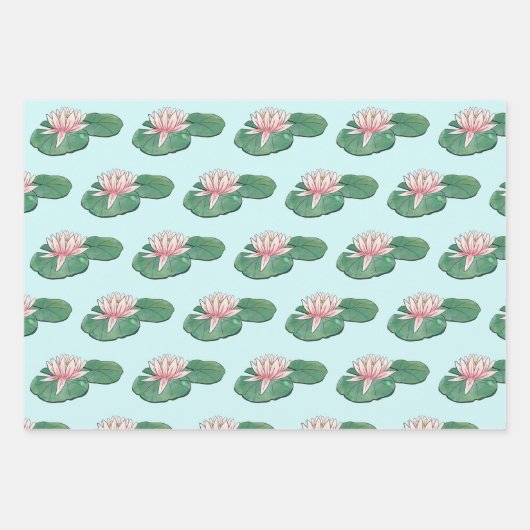 Wasserlilie Wrapping Paper Geschenkpapier Set (Vorderseite)
