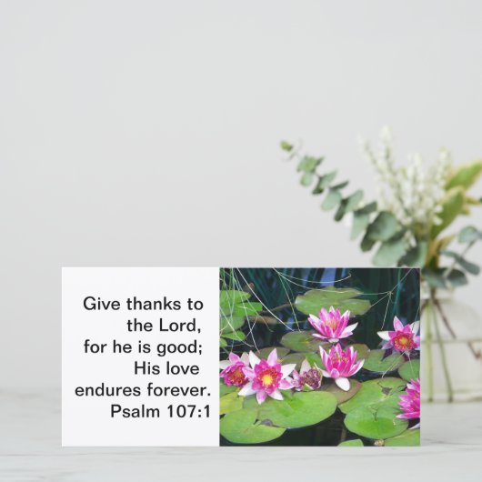 Wasserlilieanmerkungskarte Dankeskarte (Stehend Vorderseite)