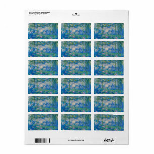 Wasserlilien, 1916-1919 von Claude Monet Adressaufkleber