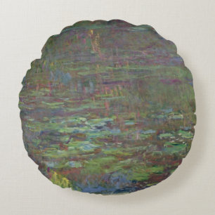 Wasserlilien Claudes Monet   am Sonnenuntergang Rundes Kissen