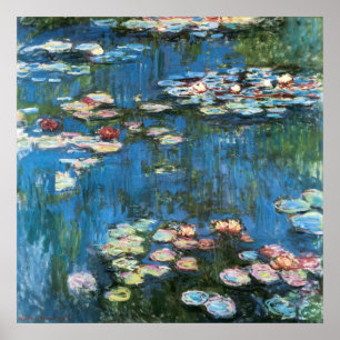 Wasserlilien durch Claude Monet, Vintager Poster