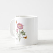Wasserlilien-Geburtsmonatsblume Kaffeetasse (Vorderseite Links)