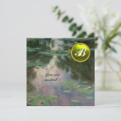 WASSERLILIEN /GELBE GEMSTONE MONOGRAM EINLADUNG (Stehend Vorderseite)