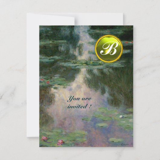 WASSERLILIEN /GELBE GEMSTONE MONOGRAM EINLADUNG (Vorderseite)