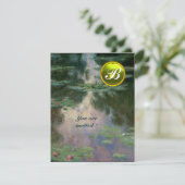 WASSERLILIEN /GELBE GEMSTONE MONOGRAM EINLADUNG (Stehend Vorderseite)