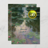 WASSERLILIEN /GELBE GEMSTONE MONOGRAM EINLADUNG (Vorne/Hinten)