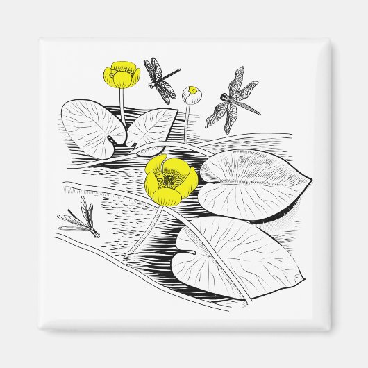 Wasserlilien gravieren magnet (Vorne)