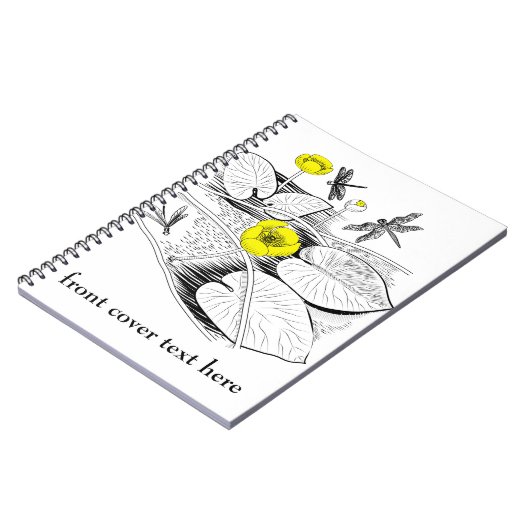 Wasserlilien gravieren notizblock (Linke Seite)