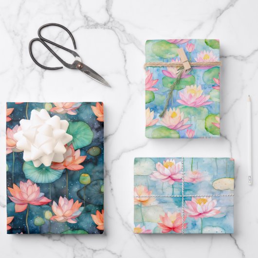 Wasserlilien in meinem Teich 2 Geschenkpapier Set (Vorderseite)