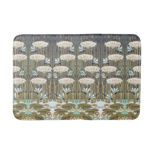 Wasserlilien, Libellen, Marsh Art Nouveau Badematte (Vorderseite)