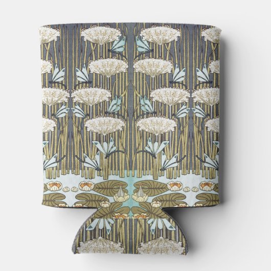 Wasserlilien, Libellen, Marsh Art Nouveau Dosenkühler (Rückseite)
