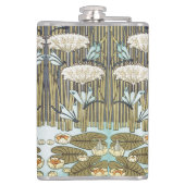 Wasserlilien, Libellen, Marsh Art Nouveau Flachmann (Rückseite)