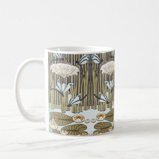 Wasserlilien, Libellen, Marsh Art Nouveau Kaffeetasse (Links)