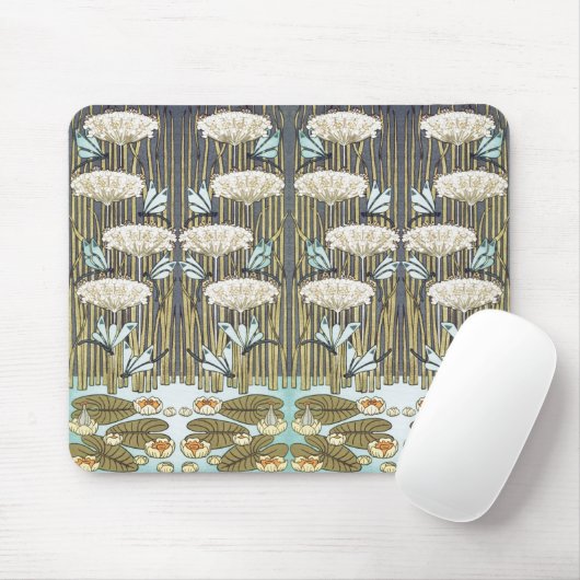 Wasserlilien, Libellen, Marsh Art Nouveau Mousepad (Mit Mouse)