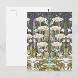 Wasserlilien, Libellen, Marsh Art Nouveau Postkarte