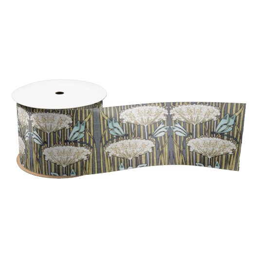 Wasserlilien, Libellen, Marsh Art Nouveau Satinband (Spule)