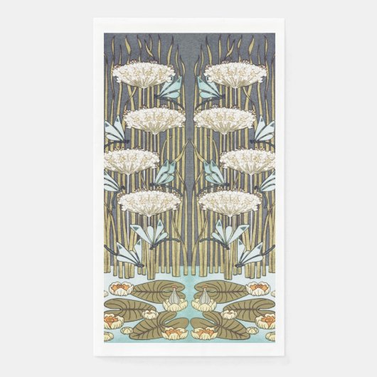 Wasserlilien, Libellen, Marsh Art Nouveau Serviette (Vorderseite)