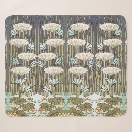 Wasserlilien, Libellen, Marsh Art Nouveau Sherpadecke (Vorderseite (Horizontal))
