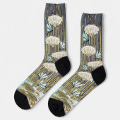 Wasserlilien, Libellen, Marsh Art Nouveau Socken (Linkes Detail)