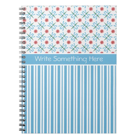 Wasserlilien, Libellen, Streifen-SpiralNotebook Notizblock (Vorderseite)