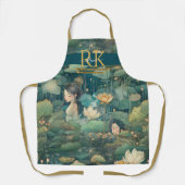 Wasserlilien Märchengrüne Farbtöne für Monogramm Schürze (Vorderseite)