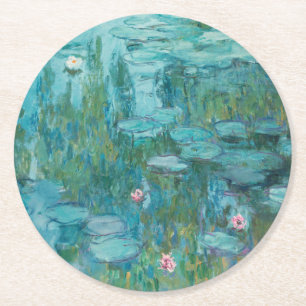 Wasserlilien, Ölgemälde der Kunst, Claude Monet Runder Pappuntersetzer