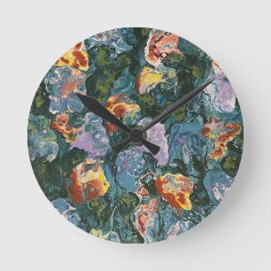 Wasserlilien Runde Wanduhr