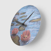 Wasserlilien Runde Wanduhr (Winkel)