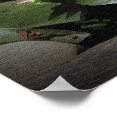 Wasserlilien und Glühwürmchen Aquarell mit Leinwan Poster (Ecke)