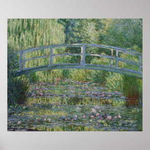 Wasserlilien und Japanische Fußbrücke Poster