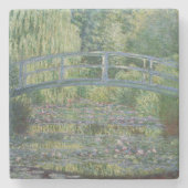 Wasserlilien und Japanische Fußbrücke Steinuntersetzer (Vorderseite)