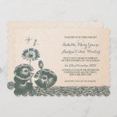 Wasserlilien- und -libellenhochzeit einladung (Vorne/Hinten)