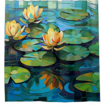 Wasserlilien und Lotus-Blume Aquarellmalerei