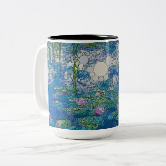 Wasserlilien, Unendlichkeitspunkte nach Claude Mon Zweifarbige Tasse (Vorderseite Links)