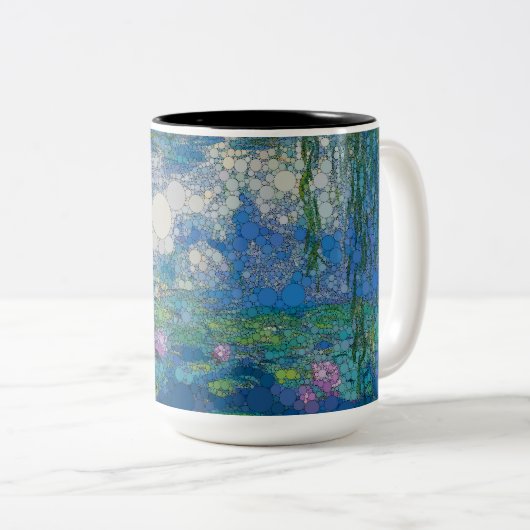 Wasserlilien, Unendlichkeitspunkte nach Claude Mon Zweifarbige Tasse (VorderseiteRechts)