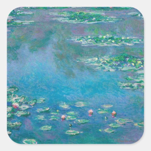 Wasserlilien von Claude Monet Kunstmalerei Quadratischer Aufkleber (Vorderseite)