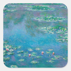 Wasserlilien von Claude Monet Kunstmalerei Quadratischer Aufkleber