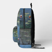 Wasserlilien von Claude Monet, Vintage Blume Bedruckter Rucksack (Rechts)