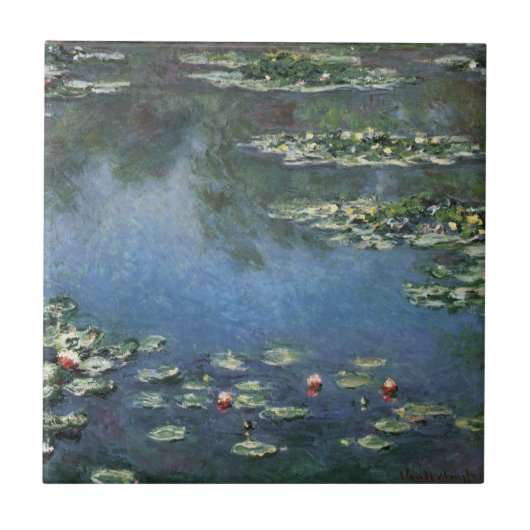 Wasserlilien von Claude Monet, Vintage Blume Fliese (Vorderseite)