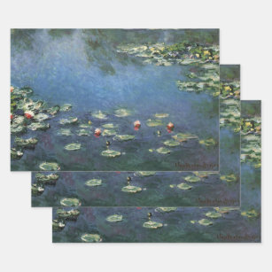 Wasserlilien von Claude Monet, Vintage Blume Geschenkpapier Set