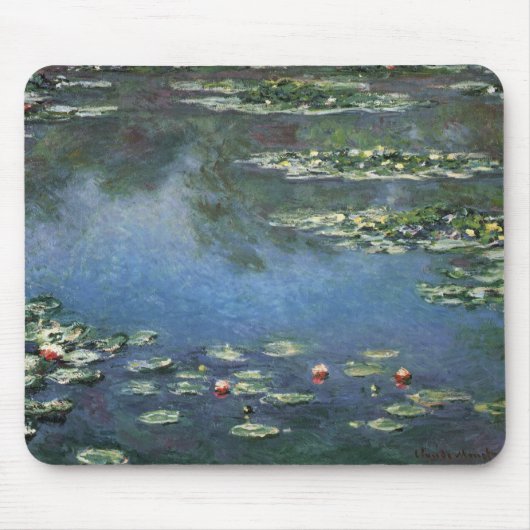 Wasserlilien von Claude Monet, Vintage Blume Mousepad (Vorne)