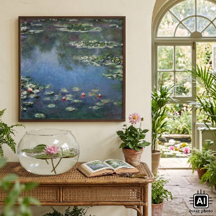 Wasserlilien von Claude Monet, Vintage Blume Poster